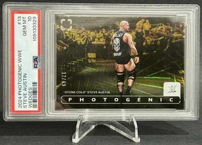 2024 Panini WWE Fotogénico #13 "Stone Cold" Steve Austin 12/49 Cuñas PSA 10 WWF Foto 1 de 2