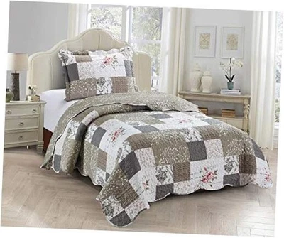  Retazos de baño rosa y gris, juego de edredón de 2 piezas con juego de edredón doble gris rosa Foto 1 de 4