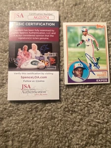 TIM RAINES SIGNED AUTO AUTOGRAPH 1983 TOPPS CARD MONTREAL EXPOS JSA COA Back - Picture 1 of 1