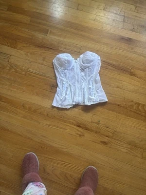 Lady Marlene 36B Strapless Lace And Mesh Corset Top - Image 1 of 4