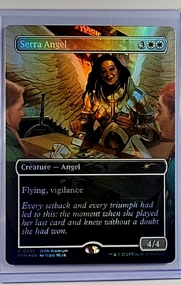 2023 MTG Magic The Gathering WPN Gateway Promo Borderless Foil #1 Serra Angel - Image 1 of 2