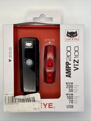 CatEye AMPP 200/ViZ 100 Front/Rear Light Set - USB Recharge - New - Image 1 of 4
