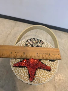 VTG W. Kleski Beaded Purse Under the Sea Starfish Seahorse Fish Clam Sequins Art - Picture 1 of 13