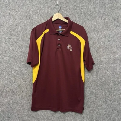NCAA Arizona State Sun Devils Polo Shirt Maroon Gold Logo Men’s Size Medium - Image 1 of 4