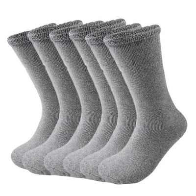 Heated Wool Socks 3 Pairs Thick Crew Socks for Winter Climbing Outdoors - Image 1 of 2