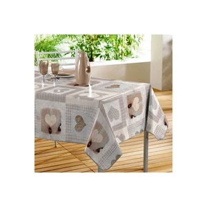 Nappe - Toile cirée - Rectangle - 140 x 240 cm - Cosy coeur - Beige - Picture 1 of 3