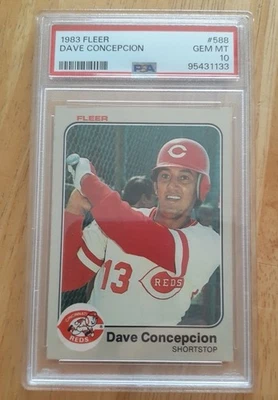 1983 Fleer #588 Dave Concepcion PSA GEM MINT 10! Reds - Image 1 of 2