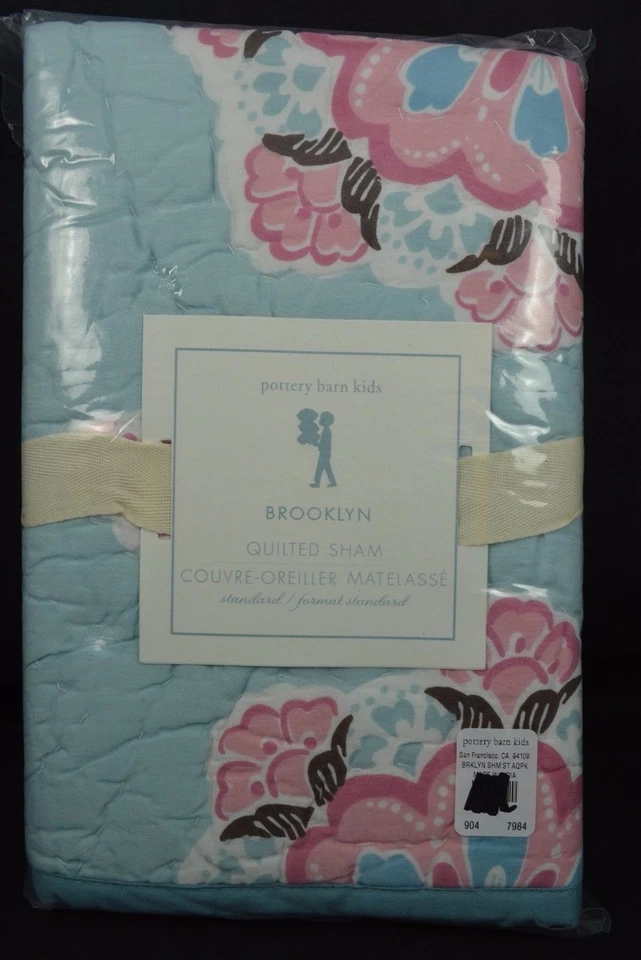 Pottery Barn Kids Brooklyn Acolchado Sham Estándar Rosa Aqua G367 Foto 1 de 1