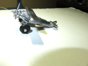 Vintage Pot Metal Airplane Black Wheels - Picture 1 of 10