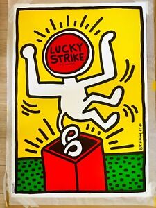 Keith Haring vintage poster "Lucky Strike" offset lithograph 1987 1000 x 700 mm