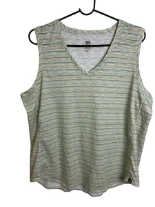 Title Nine ärmelloses Tanktop mit V-Ausschnitt mehrfarbig gestreift Gr. XL - Bild 1 von 10