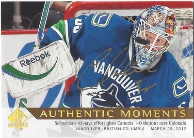 Cory Schneider 2012-13 SP Authentic Moments Limited On Card Autograph 179 Auto - Image 1 of 2