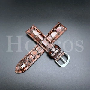 20 MM LEATHER WATCH BAND STRAP FITS FOR ROLEX DATEJUST SUB DAYTONA ROYAL BROWN - Picture 1 of 4