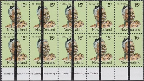 NUEVA ZELANDA 1980 15c Te Heu Heu negro de 10 barras de entrenamiento escuela cancelaciones MNH..Y137 Foto 1 de 1