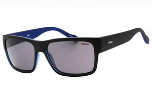 HUGO HG 0176/S 0VK IR Sunglasses Matte Black Blue Frame Gray Lenses 58mm - Picture 1 of 4