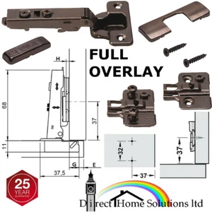 1 X HAFELE FULL OVERLAY KITCHEN DOOR CLICK ON HINGE 110 BLACK NICKEL PLATED - Picture 1 of 18