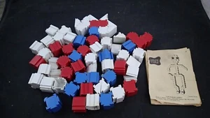66 PIECES LOK A BLOK Plastic Block Building TOY VINTAGE RED WHITE BLUE - Picture 1 of 7