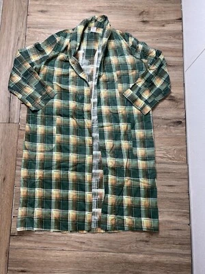 Vintage Sears Perma Prest Robe Large 42-44 Green Mens Plaid Pocket No Belt Used - Image 1 of 4