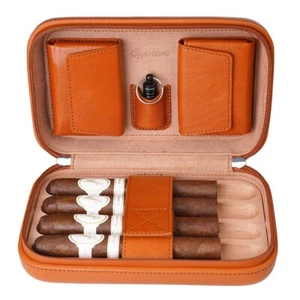 CIGARISM Custodia da Viaggio per Sigari Humidor Pelle Italiana Cedro Spagnolo CN (Marrone) - Foto 1 di 8