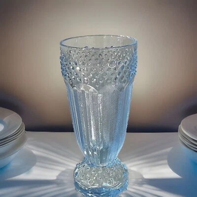 Винтажный кубок с водой Gorham Crystal Emily's Attic Blue Hobnail And Herringbone - Изображение 1 из 4