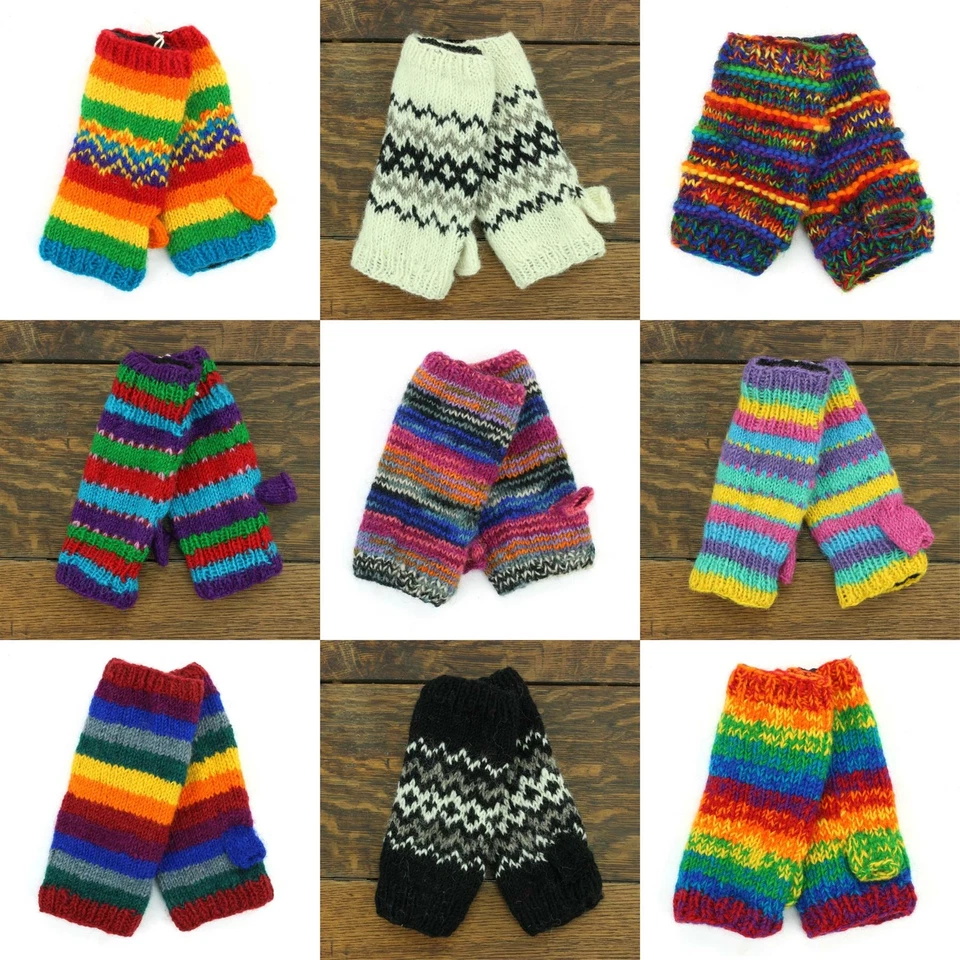Hand Knitted Wool Arm Warmer Handwarmer Wristwarmer Hand Wrist Arms Woolly Warm - Image 1 of 1