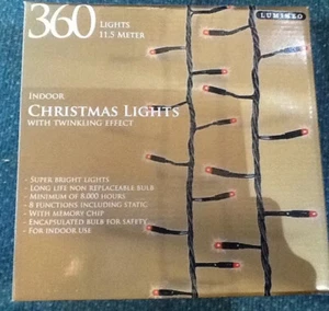 360 RED CHRISTMAS LIGHTS MULTI FUNCTION LONG LIFE BULBS 11.5 mtrs of lights - Picture 1 of 2