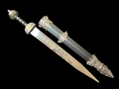 ESPADA ROMANA GLADIUS COM BAINHA JT6056BK MEGA HIT + SUPORTE 80cm PRETA - Imagem 1 de 4
