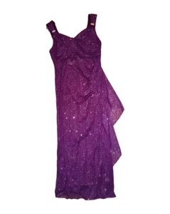 VTG Y2K Womens Dress Sz 18 PurpleSequins Ruched Sheer Formal Romantic Fairy - Picture 1 of 20