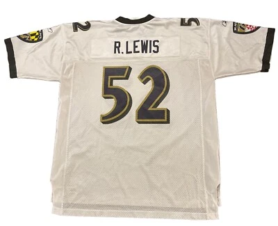 Camiseta deportiva Baltimore Ravens Ray Lewis XXL para hombre blanca Reebok  Foto 1 de 4