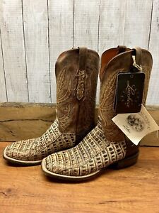 NEW!!! USA LUCCHESE CL-7960 STONE WASHED CAIMAN BELLY SQUARE TOE MENS 11.5D BOOT