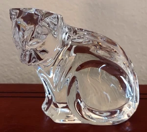 Signed WATERFORD Ireland Crystal CAT LOOKING DOWN 4" Height Figurine - Picture 1 of 10
