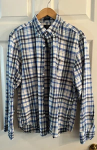 Camisa J Crew Azul a Cuadros Hilada en Casa Calce Ajustado A Cuadros Manga Larga Para Hombres Grande - Imagen 1 de 5