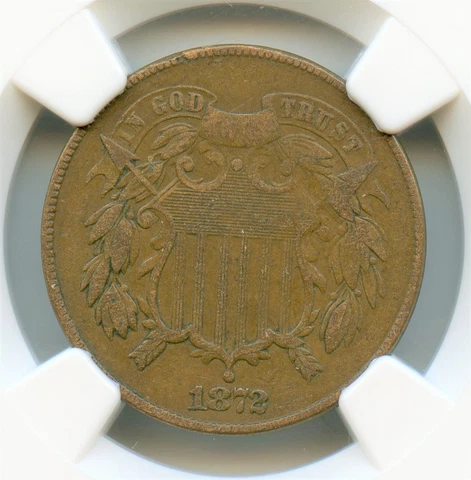 1872 Shield Two Cents, NGC VF25, Key Date Cover