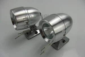 2x Luci Segnapasso Alluminio Faro Faretto Moto Custom Cruiser Chopper - Foto 1 di 24