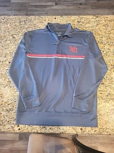 Champion Medium Mens UNIVERSITY OF UTAH 1/4 Zip Pullover~Grey & Red-40" Chest - Picture 1 of 5