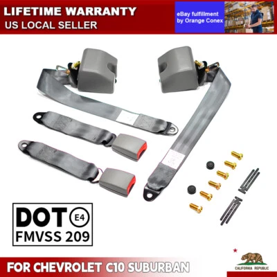 3 Point Gray Safety Seat Belt Strap Car Vehicle Belt for Chevrolet-C10 Suburban - Imagem 1 de 4