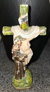 Franz von Assisi gekreuzigte Jesusstatue Keramik Columbia Statue Italien 8,5 - Bild 1 von 6
