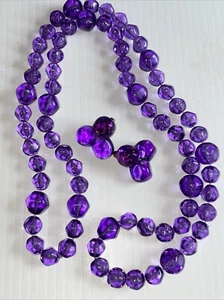 Vintage Avon Purple Dawn Halskette und Ohrclips Ära 1986 - Bild 1 von 4