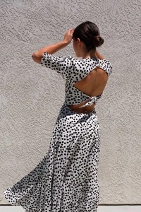 RIXO Agyness Cutout Maxi Dress M AU10 US6 Black white Polka dot cotton silk chic - Picture 1 of 12