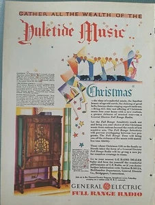 1930 GE General Electric Radio Phonograph Yuletide Christmas Music Ad  - Bild 1 von 1