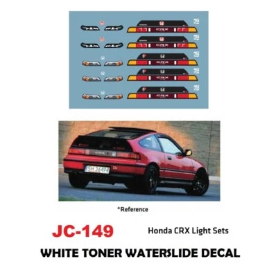 Hot Wheel JC-9149 White Toner Waterslide Decals HONDA CRX LIGHT For Custom 1:64 - Image 1 of 4