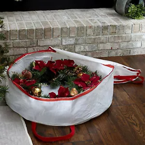 LARGE STORAGE CONTAINER BAG FOR CHRISTMAS WREATH DECORATION XMAS ITEMS UP TO 30" - Picture 1 of 5