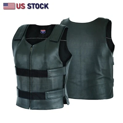 Women Bullet Proof style Leather Motorcycle Vest bikers Club Tactical Vest Ammo - Image 1 of 4