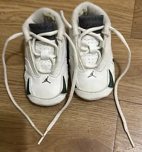 Scarpe culla Nike Jordan 14 OG originali bambino verde foresta/bianco ~ taglia 3 C - Foto 1 di 9