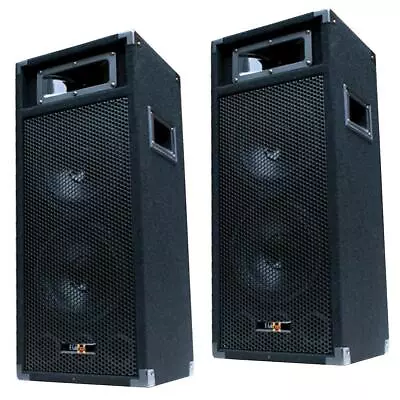 2x 500W DJ PA Passive Speakers Pair Disco Boxes Double 20cm/8" Bass PW220 NEW - Image 1 of 4