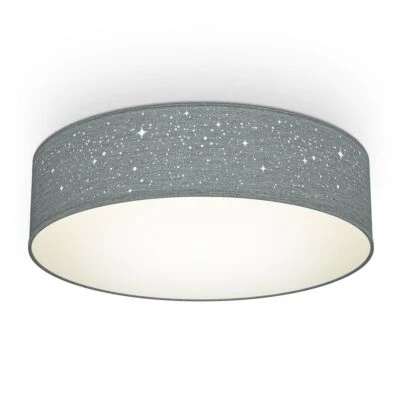 B.K.LICHT Deckenleuchte Stoff Sternen-Licht Textil Lampe Kinderzimmer Schlafzimmer grau