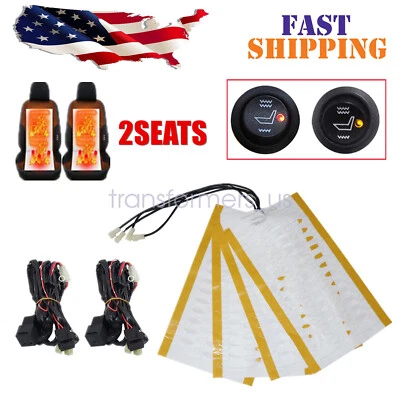 2 сиденья установка, универсальный круглый переключатель подогрев сиденья нагреватель, 4 подушечки- - Изображение 1 из 4