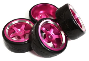 5 Spoke Wheel & Tire Set (4) for Drift Racing (O.D.=62mm) W=26mm Offset 3.5mm - Picture 1 of 1
