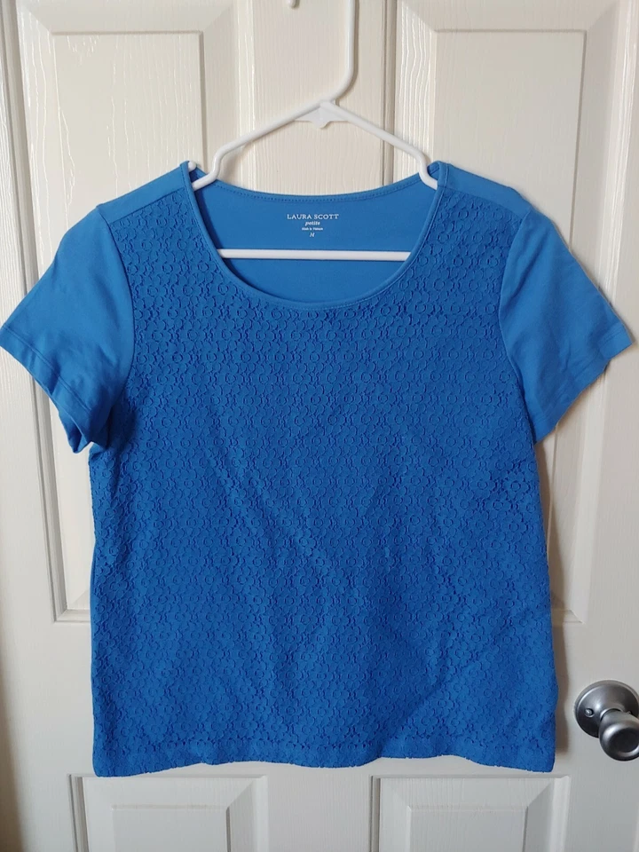 Blusa/top azul pequeño mediano de manga corta Laura Scott para mujer Foto 1 de 1