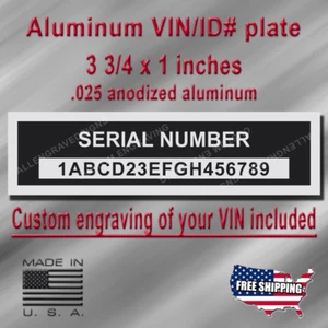 Aluminum SERIAL Number ID Plate Custom engraving included + Free Shipping - Picture 1 of 5